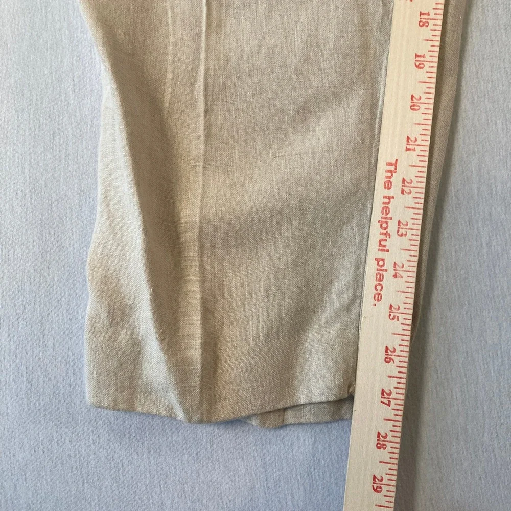 Turnbury Mens Pants 34x29 (Fit 33x27) 100% Linen Cream Pleated Dress Straight